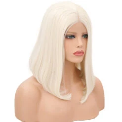 White Pearl Velvet Front Lace Bob Wig -Cosplay 0F050E41FCB2F447C5EEDD1BD1BE0FAB