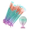 Mermaid Makeup Brushes -Cosplay 11PCS Pro Mermaid Makeup Brushes Foundation Eyebrow Eyeliner Blush Powder Cosmetic Concealer Professional Makeup Brushes Set b