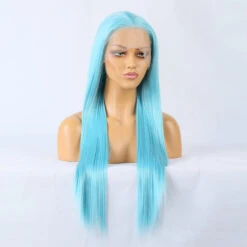 Plush Blue Front Lace Long Straight Hair -Cosplay 214E195F45F61438C543E8747065654A