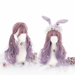 Plum Lilac Ombre Long Wave With Fringe Lolita Wig