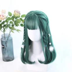 Ash Green Medium With Braids Lolita Wigs 11 Ash Green Medium With Braids Lolita Wigs -Cosplay CS 829A 4