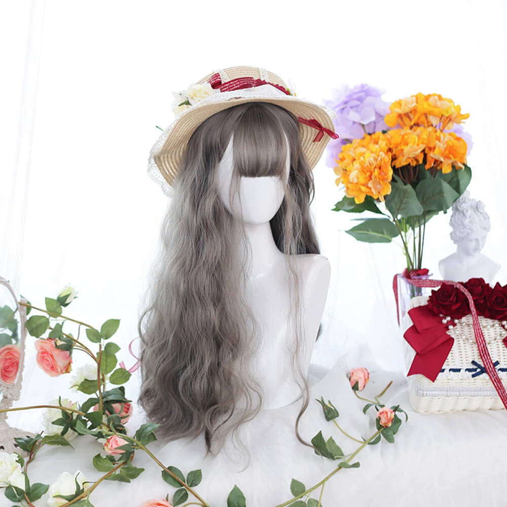 Platinum Gray Long Small Curls Lolita Wig 3 Platinum Gray Long Small Curls Lolita Wig