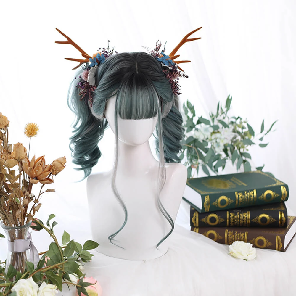 Grayish Green With Two High Ponytails Lolita Wig 3 Grayish Green With Two High Ponytails Lolita Wig