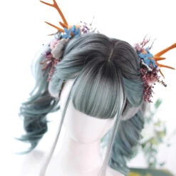 Grayish Green With Two High Ponytails Lolita Wig 11 Grayish Green With Two High Ponytails Lolita Wig -Cosplay CS 832A 4