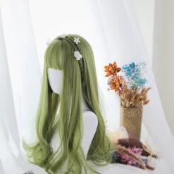 Sage Green Extra Long With Wavy Ends Lolita Wig -Cosplay CS 833A 4
