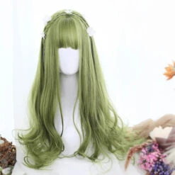 Sage Green Extra Long With Wavy Ends Lolita Wig -Cosplay CS 833A 5