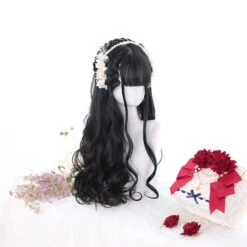 Leather Black With Side-Long Braids Lolita Wig