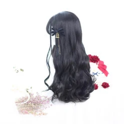 Leather Black With Side-Long Braids Lolita Wig 11 Leather Black With Side-Long Braids Lolita Wig -Cosplay CS 834A 5