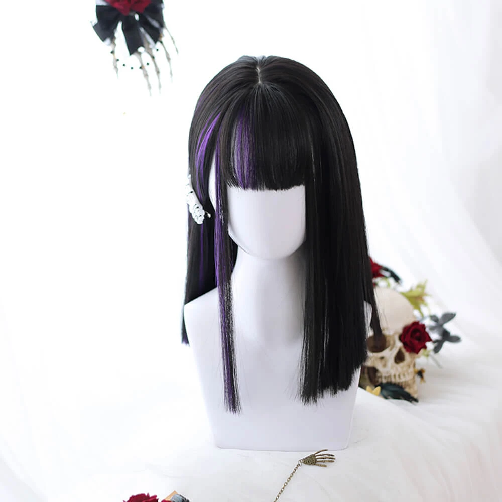 Super Straight Dark Violet Centre Braid Lolita Wig 4 Super Straight Dark Violet Centre Braid Lolita Wig - Image 2