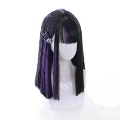 Super Straight Dark Violet Centre Braid Lolita Wig 9 Super Straight Dark Violet Centre Braid Lolita Wig -Cosplay CS 836A 3