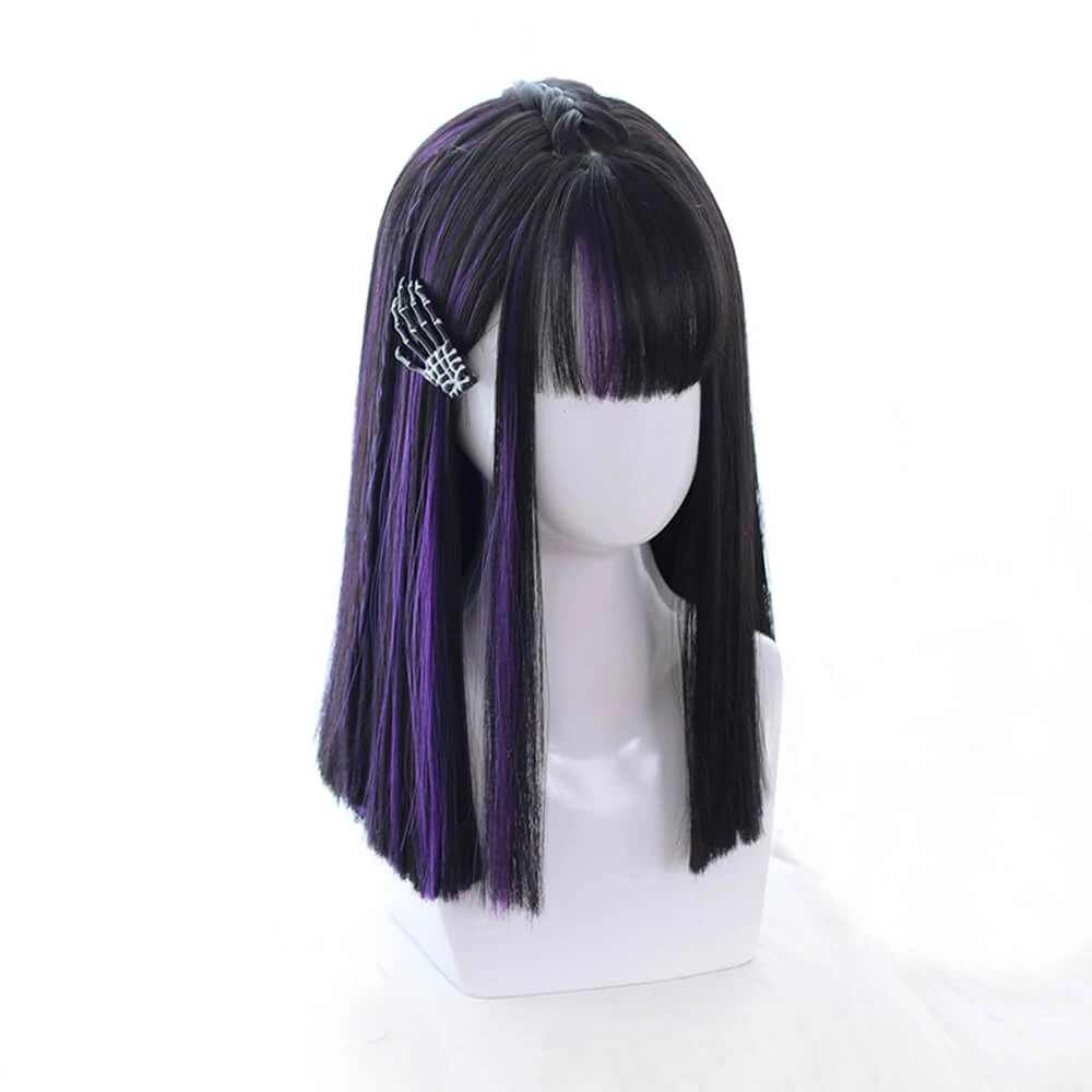 Super Straight Dark Violet Centre Braid Lolita Wig 5 Super Straight Dark Violet Centre Braid Lolita Wig - Image 3
