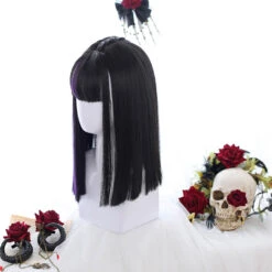 Super Straight Dark Violet Centre Braid Lolita Wig 10 Super Straight Dark Violet Centre Braid Lolita Wig -Cosplay CS 836A 4