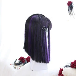 Super Straight Dark Violet Centre Braid Lolita Wig 11 Super Straight Dark Violet Centre Braid Lolita Wig -Cosplay CS 836A 5