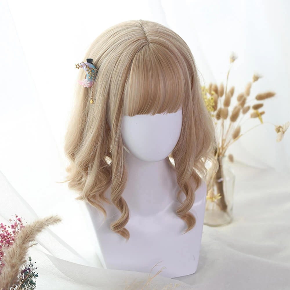 Honey Blonde Sweet Long Side Fringes Lolita Wig 3 Honey Blonde Sweet Long Side Fringes Lolita Wig