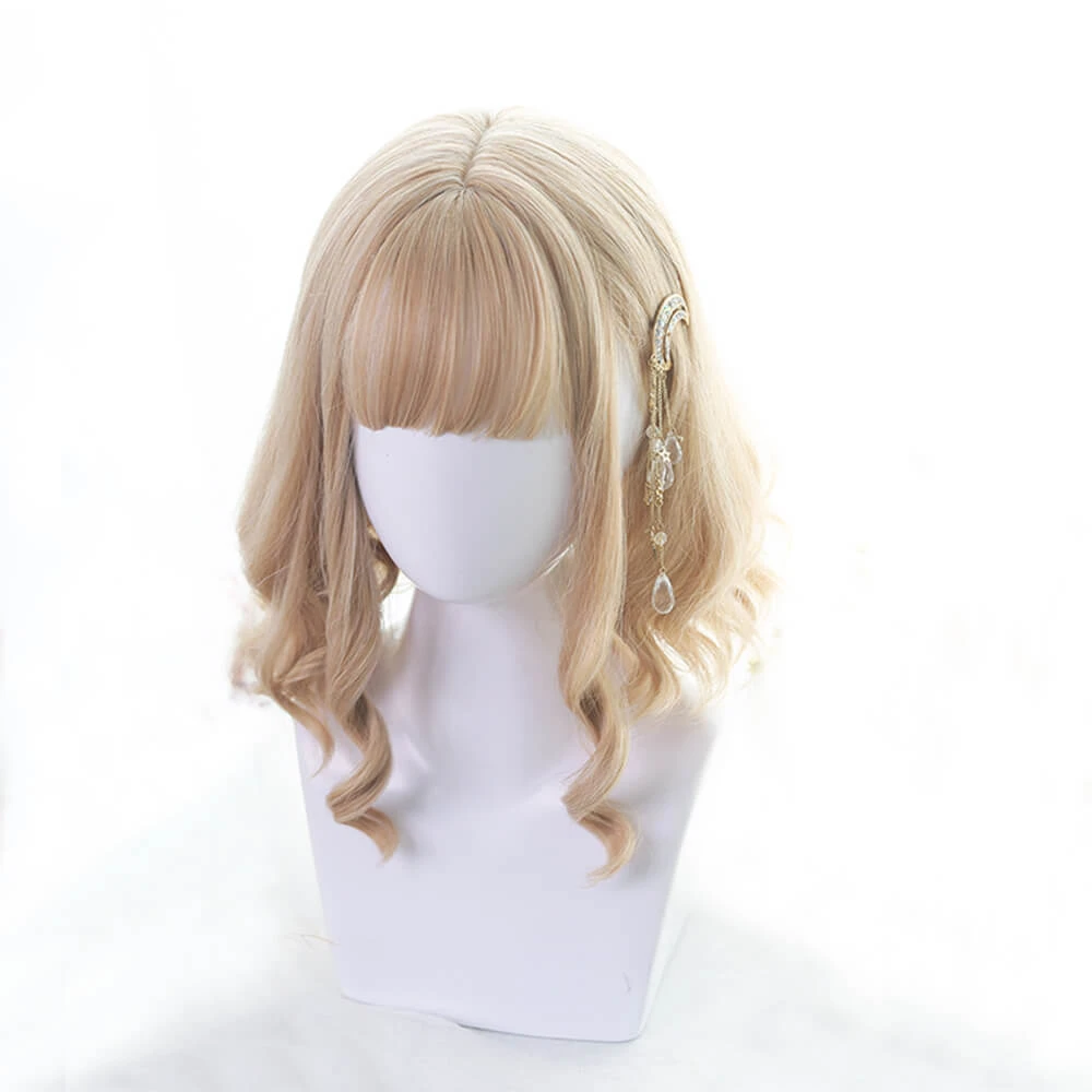 Honey Blonde Sweet Long Side Fringes Lolita Wig 4 Honey Blonde Sweet Long Side Fringes Lolita Wig - Image 2