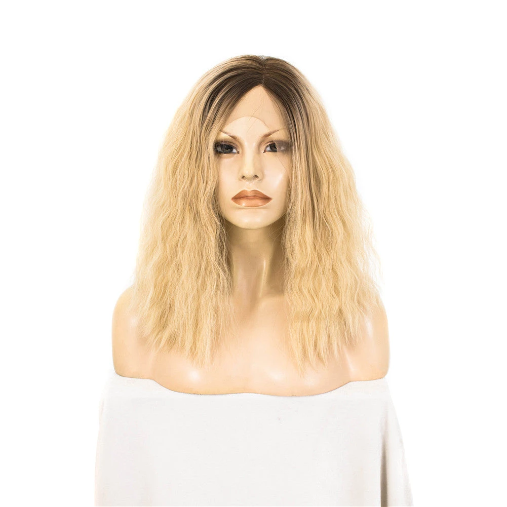Premium Wig - Rooted Honey Blonde In Medium Curl Lace Front Wig 3 Premium Wig - Rooted Honey Blonde In Medium Curl Lace Front Wig