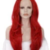 Premium Wig - Poppy Red Layered Lace Front Tinsel -Cosplay Tinsel Red a