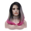 Premium Wig - Rooted Ash Blonde With Pink Edge Medium Lace Front Wig 2 Premium Wig - Rooted Ash Blonde With Pink Edge Medium Lace Front Wig -Cosplay W129 T1bob 2