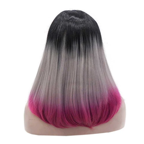 Premium Wig - Rooted Ash Blonde With Pink Edge Medium Lace Front Wig 4 Premium Wig - Rooted Ash Blonde With Pink Edge Medium Lace Front Wig - Image 2
