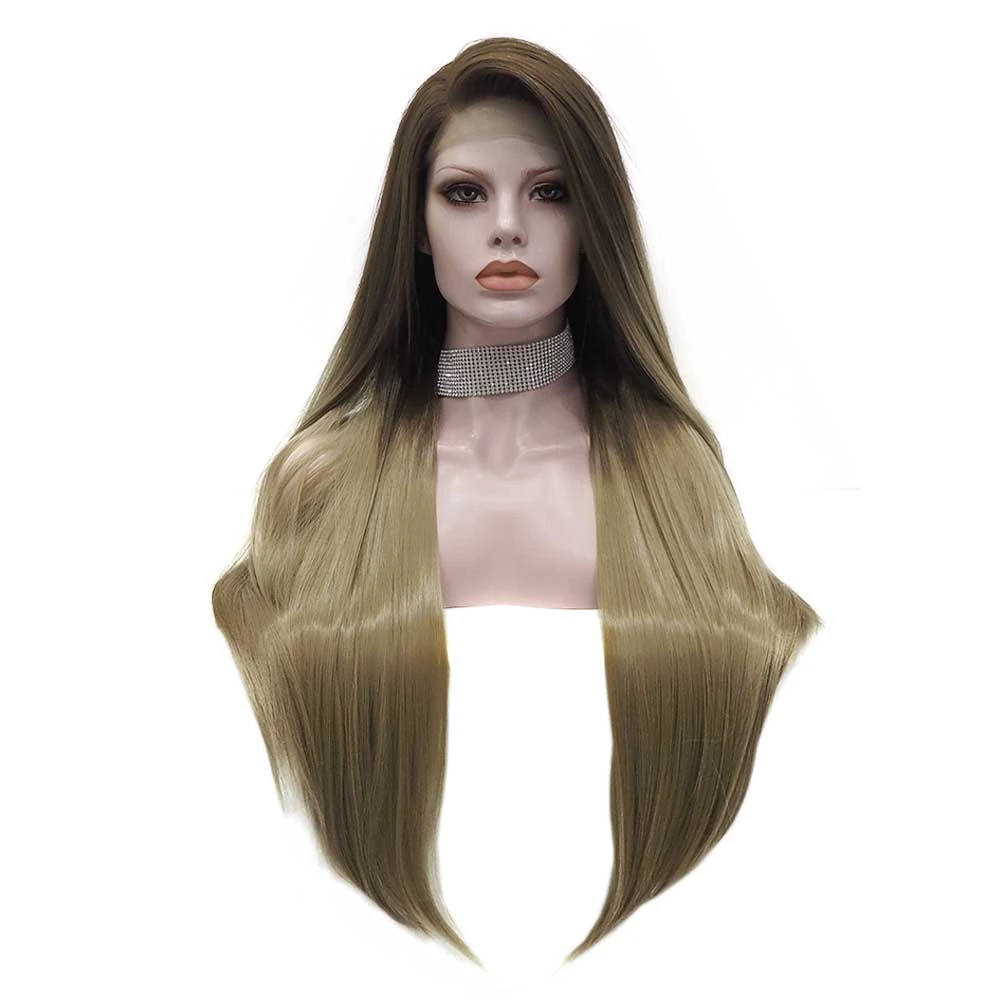 Premium Wig - Two-tone Tortilla Brown Long Straight Lace Front Wig 3 Premium Wig - Two-tone Tortilla Brown Long Straight Lace Front Wig