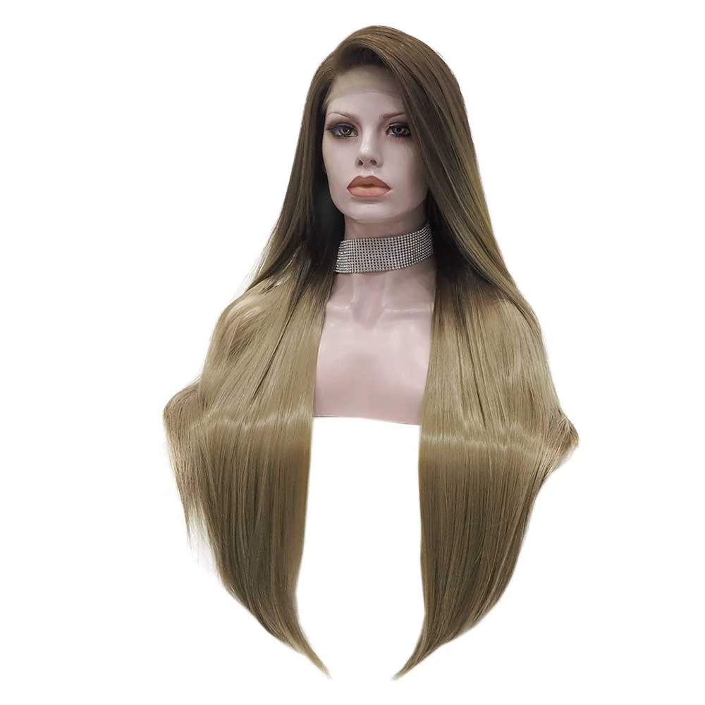 Premium Wig - Two-tone Tortilla Brown Long Straight Lace Front Wig 4 Premium Wig - Two-tone Tortilla Brown Long Straight Lace Front Wig - Image 2