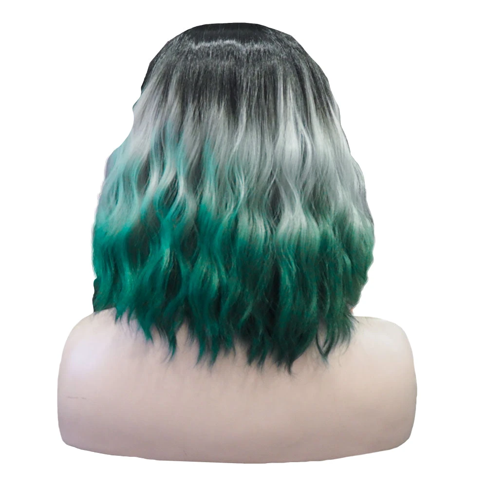 Premium Wig - Ombre Grey Turquoise Medium Curl Lace Front Wig 4 Premium Wig - Ombre Grey Turquoise Medium Curl Lace Front Wig - Image 2