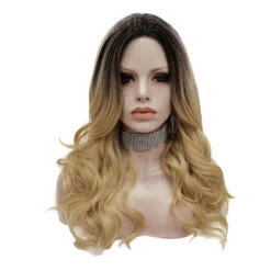 Rooted Dusty Blonde Long Wavy Daily Wig